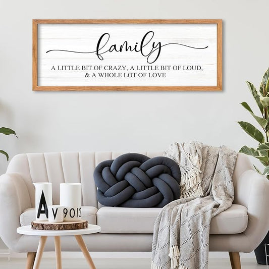 AuraPeak Family Wall Decor For Family A Little Bit Of Crazy Sign Hallway Entryway Horizontal Home Modern Positive Farmhouse Living Room Wall Hanging Art (Wood 40"×15")