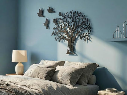 Vailla Tree of Life Wall Art Decor Set of 3 Wall Hanging Sculpture Modern Wall Home Decoration 3D Textured Sculptures for Living Room Bedroom Office Dinnig Room 3 Panels Family Tree Wall Hangings