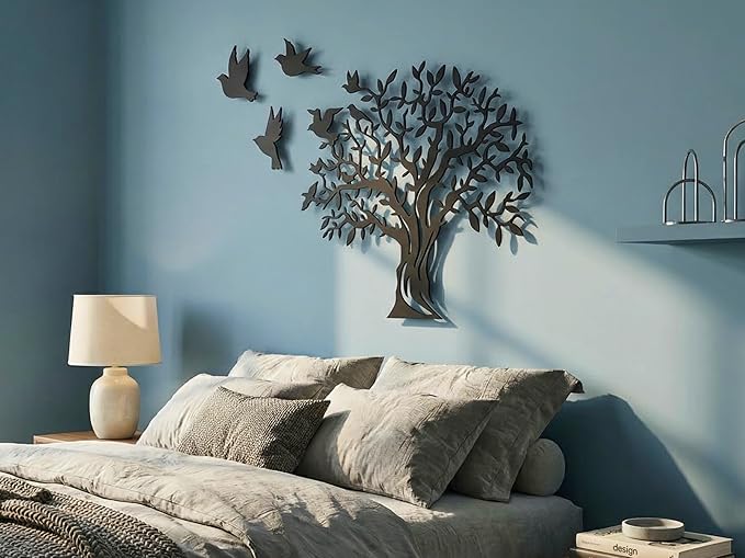 Vailla Tree of Life Wall Art Decor Set of 3 Wall Hanging Sculpture Modern Wall Home Decoration 3D Textured Sculptures for Living Room Bedroom Office Dinnig Room 3 Panels Family Tree Wall Hangings