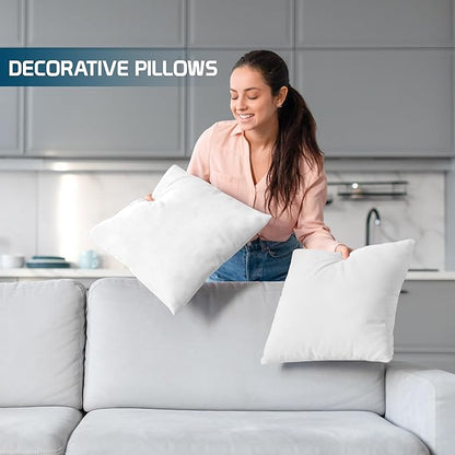 Utopia Bedding Throw Pillows (Set of 4, White) – 18 x 18 Inches Down Alternative Pillows for Bed, Sofa, and Couch - Fluffy Decorative Stuffer Pillow for Indoors & Outdoors