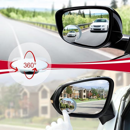 LivTee Blind Spot Mirror, 2" Round HD Glass Frameless Convex Rear View Mirrors Exterior Accessories with Wide Angle Adjustable Stick for Car SUV and Trucks, Pack of 2