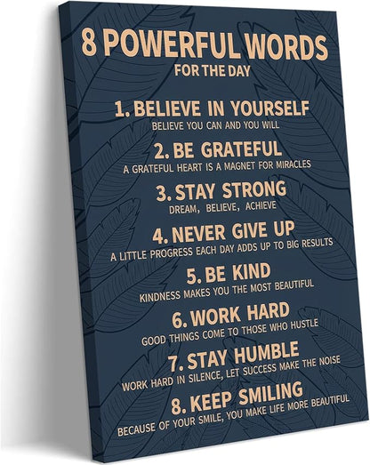 8 Rules of Life Canvas Wall Art Motivational Office Painting Picture Wall Decor Inspirational Positive Sayings Poster Print Artwork for Office School Library Decor 12x16 in Wrapped Canvas