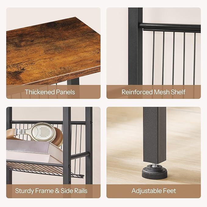HOOBRO 15.7" Narrow Console Table for Small Space, Set of 2 Entryway Table with Adjustable Shelf, Behind Couch Table, Sofa Table, for Entryway, Hallway, Livingroom, Rustic Brown and Black BF41XGP201