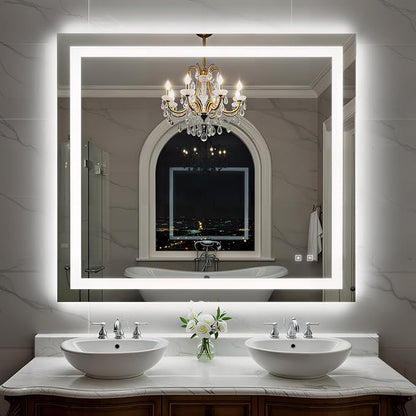 40X36 Inch LED Bathroom Mirror with Lights, Frontlit+ Backlit Bathroom Vanity Mirror for Wall, Ultra-Clear Tempered Glass, Shatter-Proof, Anti-Fog and Memory Function, ETL Listed