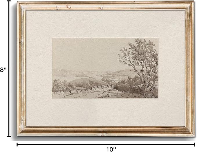 Uniro Neutral Wall Art for Home Decor, Farmhouse Wall Decor Landscape Sketch Drawing, Rustic Nature Canvas Prints Antique Neutral Landscape Oil Painting Vintage Art Pictures for Bedroom Bathroom Decor( 8" x 10"-UNFRAMED)