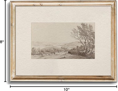 Uniro Neutral Wall Art for Home Decor, Farmhouse Wall Decor Landscape Sketch Drawing, Rustic Nature Canvas Prints Antique Neutral Landscape Oil Painting Vintage Art Pictures for Bedroom Bathroom Decor( 8" x 10"-UNFRAMED)