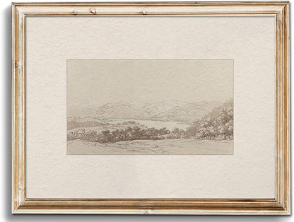 uniro Neutral Wall Art for Home Decor, Farmhouse Landscape Sketch Wall Painting Canvas Prints, Rustic Nature Oil Painting, Antique Moody Neutral Landscape Aesthetic Wall Decor Vintage Art Pictures for Bedroom Bathroom Decor( 8" x 10"-UNFRAMED)