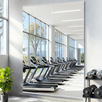 Amorho Gym Mirror, 89''x60''(2pcs 89''x30''), Frameless Full Body Mirror for Gym Wall, Ideal for Home, Yoga Studios, Dance Rooms, Garage Gyms, Tempered Glass.