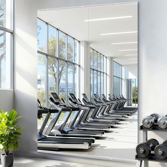 Amorho Gym Mirror, 89''x60''(2pcs 89''x30''), Frameless Full Body Mirror for Gym Wall, Ideal for Home, Yoga Studios, Dance Rooms, Garage Gyms, Tempered Glass.