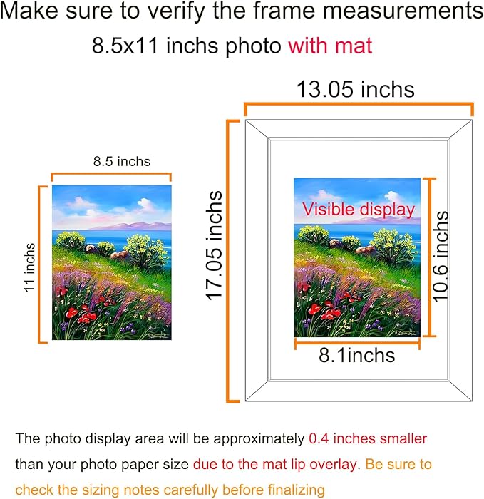 BESCRCL 12x16 Picture Frame Black Set of 6, Diamond Art Painting Frames Display Photo 8.5x11 or 12 x 16 without Mat, Wall Hanging Frame with Plexiglass