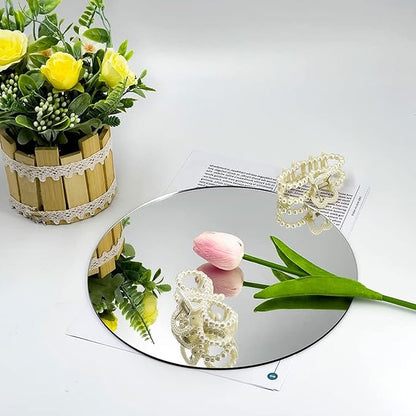 12 inch Glass Round Mirror with Adhesive Tapes, Frameless Wall Mounted Circle Mirror for Wall Door Home Bathroom Bedroom Living Room Decor