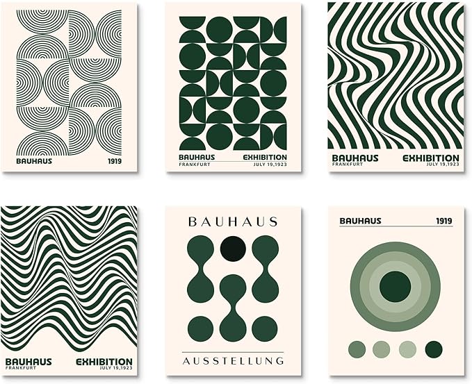 Habseligkeit Green Wall Art Prints, Absteact Room Decor, Posters for Girls Room Aesthtic, Girls Dorm Wall Decor Set of 6, 8x10 in
