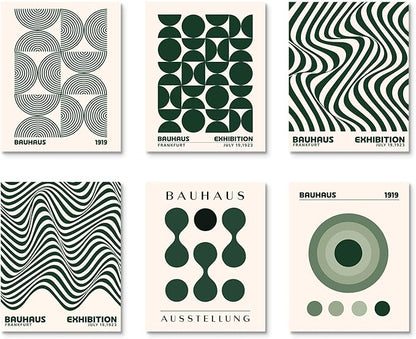 Habseligkeit Green Wall Art Prints, Absteact Room Decor, Posters for Girls Room Aesthtic, Girls Dorm Wall Decor Set of 6, 8x10 in