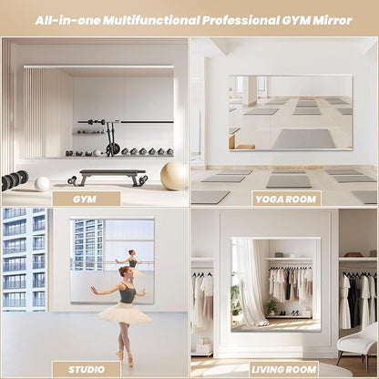 Snowdool Gym Mirror, 48''x30'' 2PCS Mirrors for Home Gym Wall Large, Full Body Mirror for Yoga, Garage, Dance Studio, Anti-Rust, Tempered Glass,Frameless Rectangle Wall-Mounted Workout Mirrors