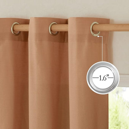 NICETOWN Burnt Orange Linen Kitchen Window Curtains Over Sink, Grommet Thick Linen Burnt Orange Short Window Treatments Privacy Assured with Light Filtering for Bedroom/Bathroom, W34 x L36, 2 Panels