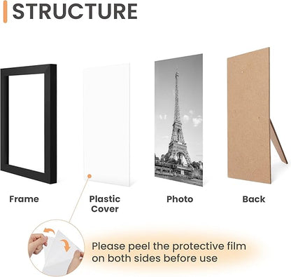 upsimples 10 Pack Picture Frames Collage Wall Decor for Mounting or Tabletop Display, Photo Gallery Frame Set for Family, Multi Sizes Including 8x10, 5x7, 4x6, Black Gray Brown