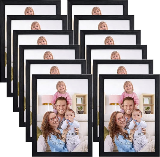Giftgarden A4 Picture Frame Black Set of 12, Multi 8.3x11.7 Inches Photo Frames Bulk for Wall or Tabletop Display