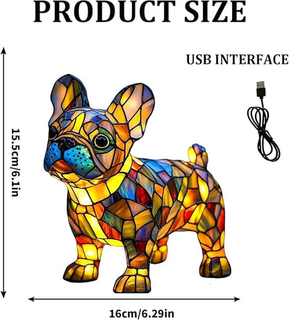 Dog lamp, 3D French Bulldog LED Table Lamp, Dyed Resin Desktop Night Lights,Cute Pet Dog Theme LED Table Lamps, Pet Themed Tabletop Decor (French Bulldog)