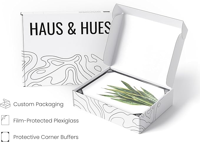 HAUS AND HUES Plant Wall Art - Set of 4 Plant Pictures and Green Wall Art Collection, Botanical Prints, Sage Green Leaves Paintings For Wall, Minimalist Poster (Black Frame, 8x10)
