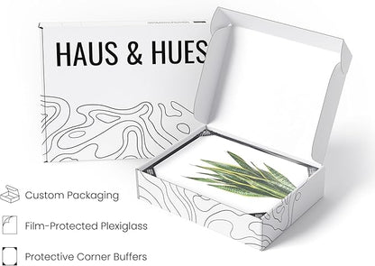 HAUS AND HUES Plant Wall Art - Set of 4 Plant Pictures and Green Wall Art Collection, Botanical Prints, Sage Green Leaves Paintings For Wall, Minimalist Poster (Black Frame, 8x10)