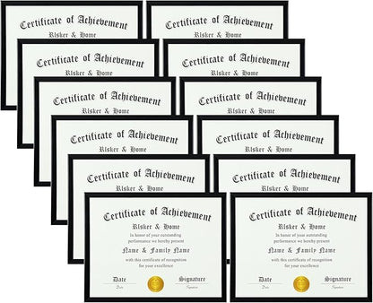 ELSKER&HOME 8.5 x 11 Frame Black 12 Pack, Certificate Award Document Diploma Frame Multi Pack, 8.5x11 Picture Frame for Wall & Tabletop Mounting in Horizontal or Vertical Format