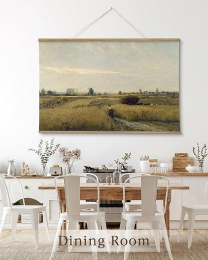 InSimSea 36x54 Large Canvas Scroll Wall Art, Autumn Harvest Nature Landscape Oil Painting, Rustic Countryside Wall Decor for Living Room, Bedroom, Dining Room, Family Room