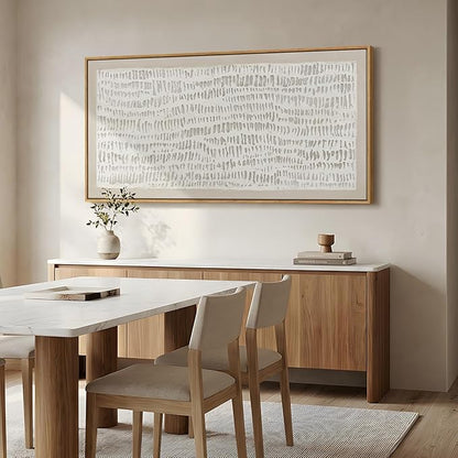 Large Framed Neutral Abstract Wall Art for Living Room, Beige Minimalist Horizontal Canvas Prints Paintings Artwork for Walls, Modern Wabi-Sabi Pictures Wall Decor for Bedroom Dining Room, 30x60 In