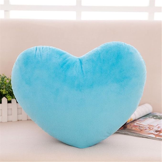 S_SSOY Plush Pillow Heart Shape Cushion Fluffy Throw Pillows Decorative Back Cushions for Friends Valentine's Day (Light Blue)