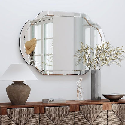 Decorative Mirrors for Wall Decor, 24" x 36" Large Beveled Wall Mirror for Living Rroom Dining Room Bathroom Bedroom Entryway, Vanity Mirror Hang Horizontally or Vertically