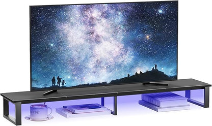 aboxoo 45" TV Riser with Light for 32-60 inch TV, TV Riser Stand Shelf, Tabletop TV Stand Riser, Computer Monitor Table for Home Living Room, Study Office (Black)