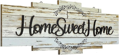 Jetec Home Sweet Home Sign, Rustic Wood Room Wall Decor, Farmhouse Plaque Wall Hanging Wooden Sign for Bedroom, Living Room, Wedding Decor(Rustic)