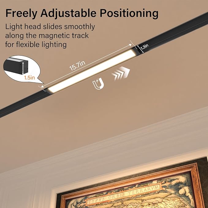 Magnetic Floodlight Track Head, 24V 15W LED Lamp for Track Light, Dimmable Linear Floodlight with APP & Remote Control, Adjustable 3000K-6000K Color Temperature, for Ceiling Lighting