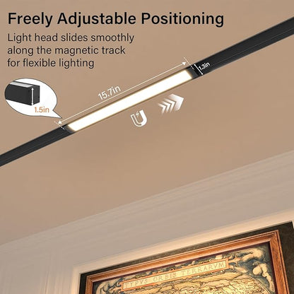 Magnetic Floodlight Track Head, 24V 15W LED Lamp for Track Light, Dimmable Linear Floodlight with APP & Remote Control, Adjustable 3000K-6000K Color Temperature, for Ceiling Lighting