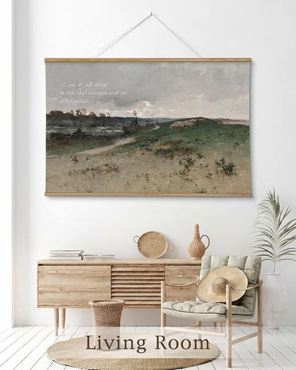InSimSea 36x54 Large Canvas Scroll Christian Wall Art, Bible Verse Wilderness Grass Landscape Religious Decor, Inspirational Oil Painting for Living Room, Prayer Room, Church