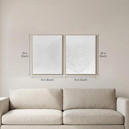Artiluxy 3D Minimalist Textured Wall Art Set of 2 – 16×20 in Neutral Sculptural Canvas for Living Room Bedroom Home Decor
