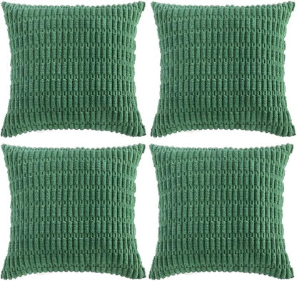 Fancy Homi 4 Packs Decorative Throw Pillow Covers for Living Room Couch Bed, Modern Farmhouse Boho Home Décor Accent Cushion Case, 18" x 18", Green