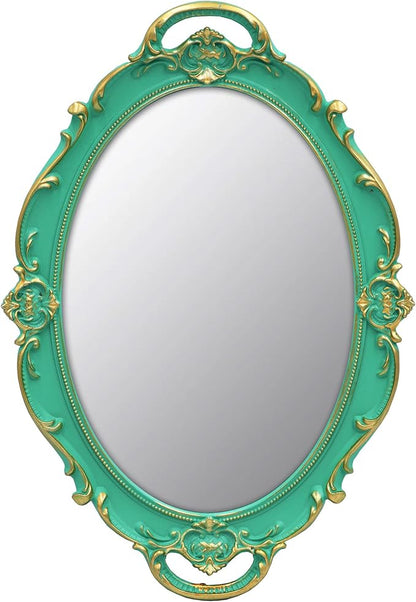 YCHMIR Vintage Mirror Small Wall Mirror 14.5 x 10 inches Oval Green