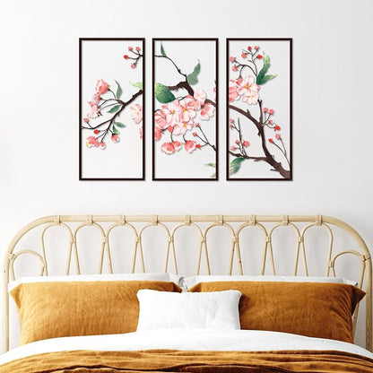 Resama 3 Pcs Metal Wall Art, Flowers Decor Hanging Flower, 2D Rustic Metal Wall Sculpture for Living Room Bedroom, Modern Floral Nature Wall Hanging Decor (28x17in)