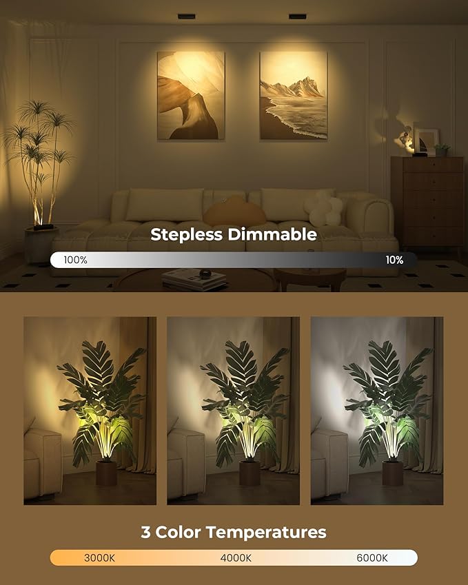 Spotlights Indoor with Daily Auto Timer, 5500mAh Rechargeable Plant Lights, Wireless Uplighting with Remote, 3CCT & Dimmable, Display Lights for Painting, Artwork, Plants, Accent Lighting