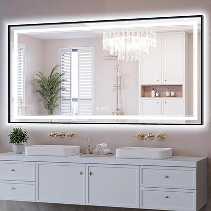 30"x60" LED Bathroom Mirror with Lights, Front & Backlit, Anti-Fog, Dimmable, 3 Color Temperature, CRI 90+, LED Mirror for Bathroom with Premium Full Aluminum Frame, Touch Control with Memory