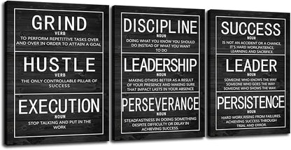 Inspirational Poster for Office Motivational Wall Art 3 Pieces Canvas Prints Artwork for Living Room Bedroom Modern Home Decor Painting Pictures Stretched and Framed Ready to Hang [36''Wx 16''H]
