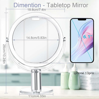 CLSEVXY Vanity Mirror Makeup Mirror with Stand, 1X/15X Magnification Double Sided 360 Degree Swivel Magnifying Mirror, 7.4 Inch
