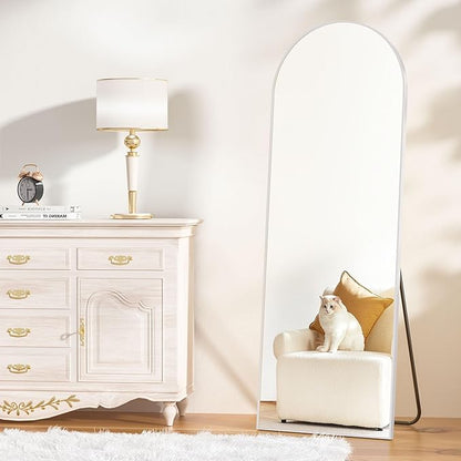 64"x21" Floor Mirror Full Length Mirror Silver Full Length Mirror Silver Floor Mirror 64 Arched, room decor for Dressing Room, Bedroom Wall Mounted with Stand Aluminum Alloy Aesthetically Modern