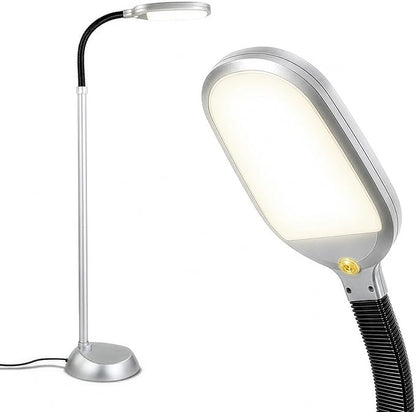 Brightech Litespan Titanium Silver LED Floor Reading Lamp, Energy Efficient, Adjustable Standing, 850-950 Lumens, 12W, 3-Year Warranty