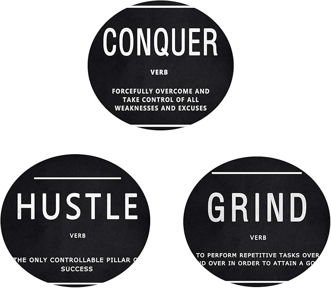 KAWAHONE Success Quotes Wall Art, Grind Hustle Conquer Motivation Wall Poster Framed Positive Sayings Wall Hanging Inspirational Quotes for Home Office Workplace - 20x28inx3pcs