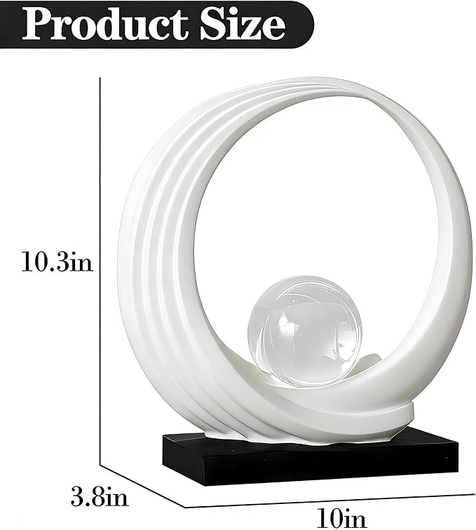 Dosker Golden Shelf Decor Statues,Coffee Table Modern Abstract Stripe Home Decor Sculpture,Desk Decor for Living Room,Office(White)
