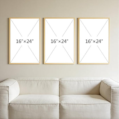 Thalasse 3D Textured Abstract Wall Art for Bedroom, 3 Piece Modern Minimalist Geometric Arch Canvas Artwork, Beige White Linen Pictures with Solid Wood Frame for Office Living Room Decor, 16x24 In