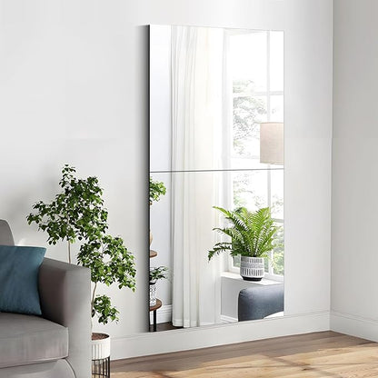 16 x 16 in Glass Mirror Sheet for Wall, 2mm Thick HD Frameless Wall Mirror Tile Self Adhesive Mirror Sticker Large Body Mirror Sheet for Bathroom, Bedroom, Vanity, Door, Gym, Home Decor