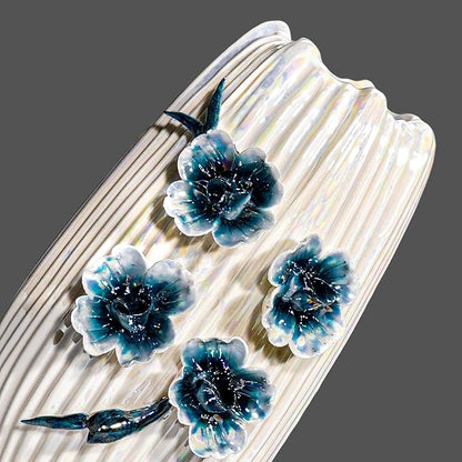 White Flower Vase - Boho Ceramic Vase for Living Room, Modern Decorative Vases Home Decor, Bathroom,Table Centerpiece, Bookshelf, Valentines Table Decor