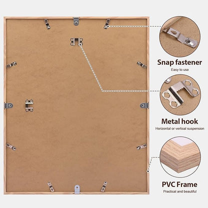 Fixwal 16x20 Poster Frame Set of 6 with Shatter Resistant Plastic Glass, Thin Border and Light Weight Photo Frames for Wall, Gift for Mother's Day, Father's Day, Natural